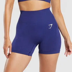 Gymshark Women's High Waist Seamless Yoga Shorts Peach Printed Tight Leggings for Cycling Fitness Training Workout Wear