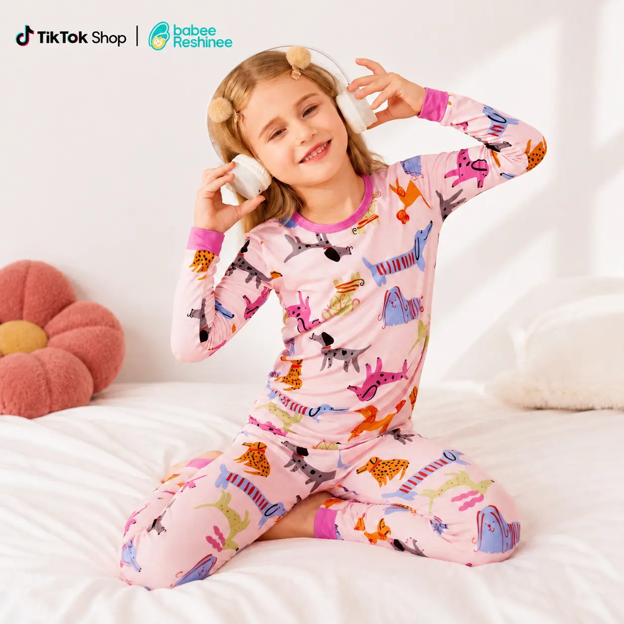 babee Reshinee Toddler Girls' Tie Dye Pajama Set, Temperature Regulating Bamboo Viscose Long Sleeve Shirt for Halloween & Christmas, Easter, Moisture Wick, Washed Look, Plaid, High, 3-8 Years, All Seasons, Camouflage, Bamboo Blend, Thanksgiving, 3-4T