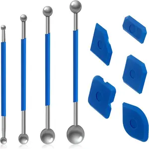 Tool Scraper Kit, Metal-Ball Puller & Silicone Joint Smoother Set, Silicone Joint Puller Caulking Tool Kit for Bathroom, Kitchen Tiles, Grout, Interior Design