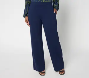 Susan Graver Weekend Ponte Petite Wide Leg Pants