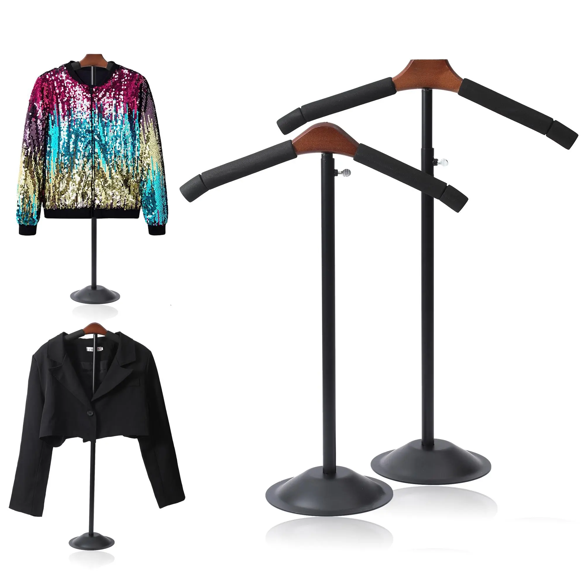 Adjustable Height Storage Metal T-Shirt Display Rack, Easy to Install and Dismantle, Perfect for Home and Clothing Stores at 37 Inches, Clothing Garment Rack