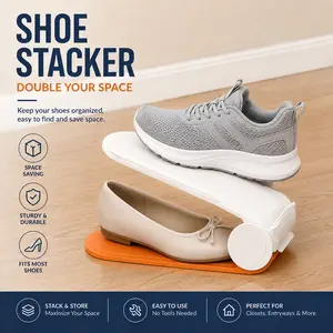Pack Adjustable Shoe Organizer, Space Saving Shoe Stacker for Closet Organization, Double Your Storage Space