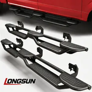 Longsun Running Boards for 2009-2014 Ford F150 SUPER CREW (4 full-size doors), Carbon Steel NerfBarsSideSteps for Full Size Truck, Black PowderCoatedRunningBoards boujee car accessories