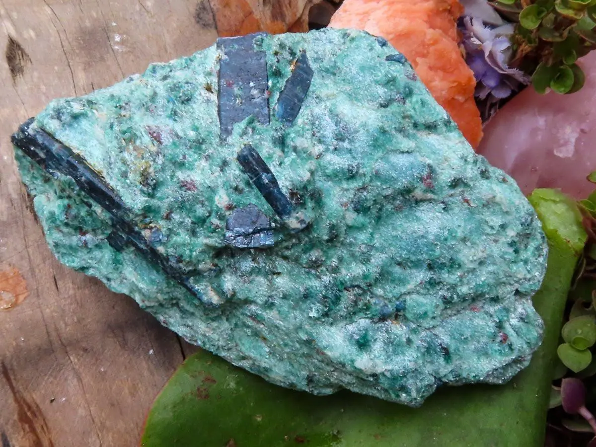 Blue Kyanite in Green Fuschite Matrix - Mineral Specimen