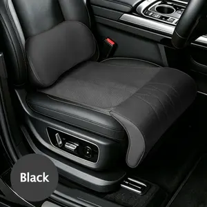 1Set Nappa Leather Extended Car Seat Cushion With Lumbar Support Leg Rest 3D Stereo Pad Upgrade Driving Comfort Universal Auto Interior Accessory
