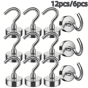 Magnetic Hooks Set, Neodymium Magnets Hooks, Ideal for Bathrooms, Kitchens, Towels, Offices, Garages, Adjustable Hooks, Removable Hooks