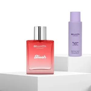 Rosy Whispers by Bellavita Luxury | Blush Eau De Parfum & Bloom Bae Hair & Body Mist | Fruity Musky & Soft Floral Scents | Notes of Red Fruits, Vanilla, Musk & Florals | Long-Lasting Perfume & Revivable Water-Based Mist | Vegan & Cruelty-Free