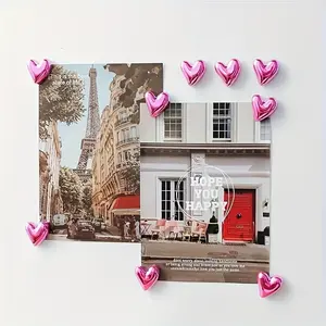 12 Piece Heart Refrigerator Magnet Set, Cute Photo Note Holders, Paris Theme Decor, Great Gift for Valentine's Day, Mother's Day, Refrigerator Decorating Magnet