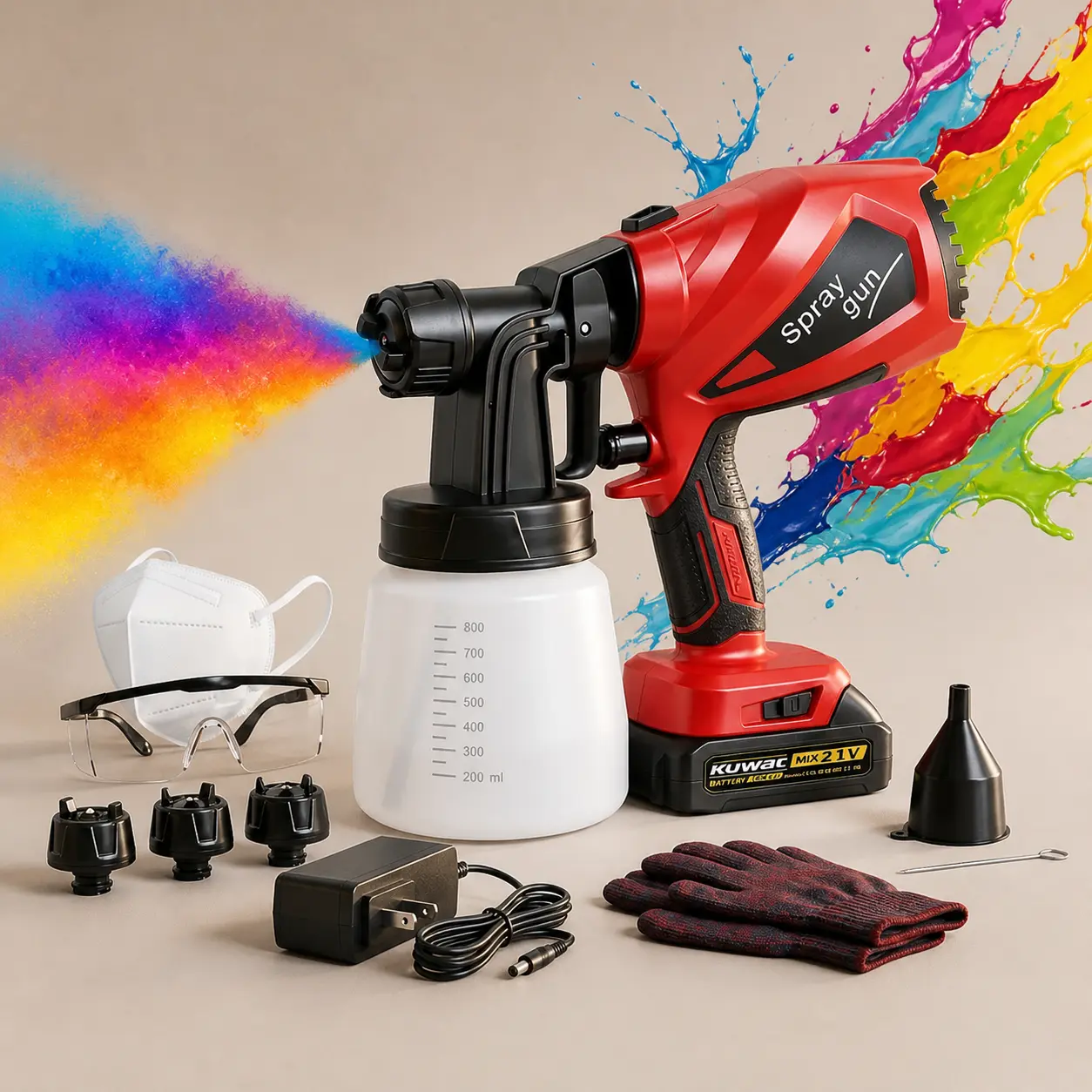 Cordless Paint Sprayer HVLP Spray equipment 3 Patterns Electric HVLP High-Pressure Spray tool  800ml TankEasy to Clean for Furniture, Cabinets, Fence, Walls, Door, Garden Chairs etc. Cordless Copper Motor Paint Sprayer Brushless HVLP Easy to Clean