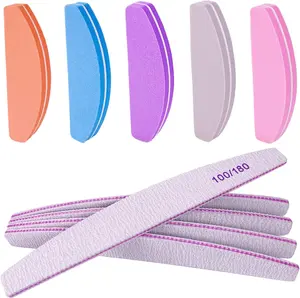 Nail File and Buffer (10 Pcs), Buffer Block Nail Files Double Sided 100/180 Grit for Acrylic and Natural Nails, fingernail Emery Board Buffing Blocks Manicure Set Nail Care kit Tool Halfmoon Arc