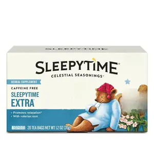Celestial Seasonings Sleepytime Extra Herbal Tea – 20 Count (1 Pack) Caffeine-Free • Valerian Root • Chamomile • Natural Sleep Support