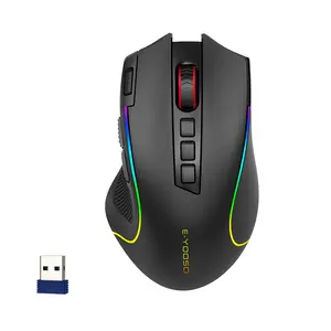 E-YOOSO 3-Mode Wireless Gaming Mouse - Wired/2.4G/Bluetooth, RGB Ergonomic, 9 Programmable Macro Buttons, Rapid Fire Button, 8000 Adjustable DPI, 1000mAh Rechargeable Battery for PC Gamers
