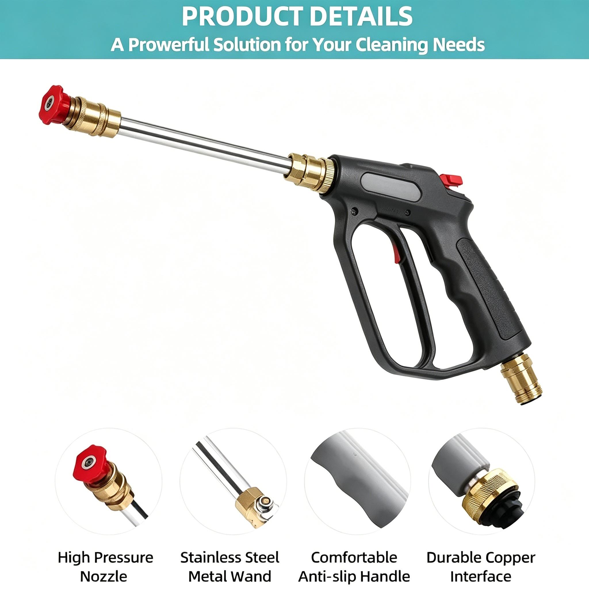 Garden Hose Hydro Jet Power Washer with 2 High Pressure Nozzles & Quick Connectors for Car Wash, Patio and Driveway Cleaning