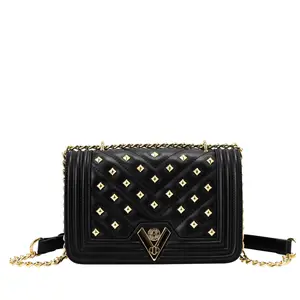 VALENTINO ORLANDI BLACK QUILTED AND STUDDED CROSSBODY