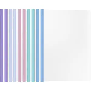 10 Report folders with Clear Cover and Sliding Bar, A4 and Letter Size Report Covers, Presentation Folder Binder for School Business, Holds 70 Sheets (Light Multi-Color)