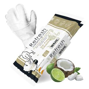 Wahl Refresh Cleaning Mitt Dog Wipes for Ick-Free Cleaning of Dog Paws, Face, Ears and Butt - Coconut Lime Verbena Scent – 24 ct - Model 3027121