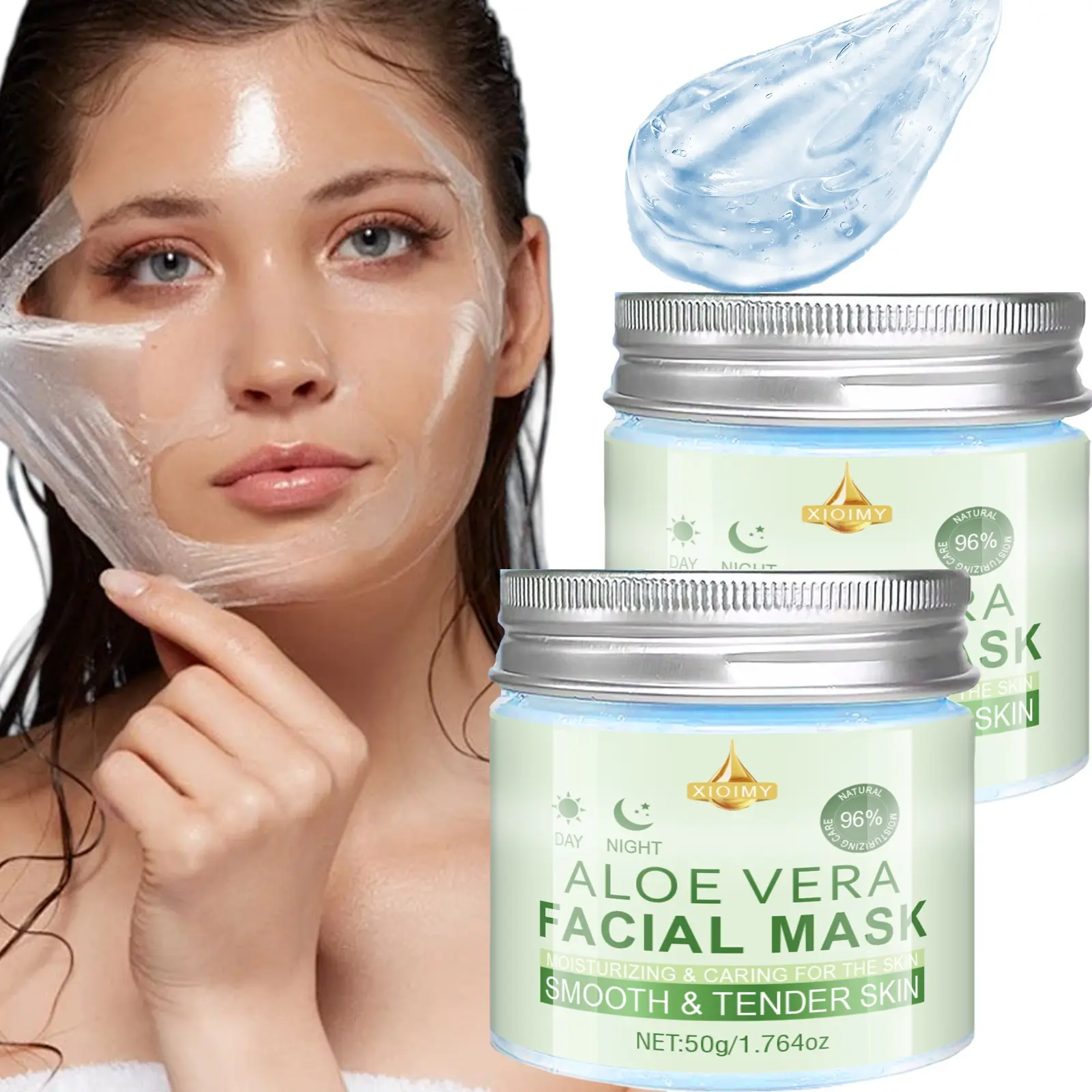 2pcs Aloe Vera Collagen Biotin Day Night Deep Moisturizing Mask, Rich Collagen Essence, Protects Light, Moisturizes and Smooths, Single Item