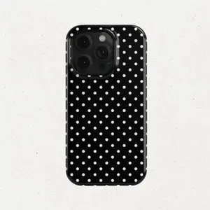Black polka dot anti - drop phone case - Aesthetic Black and White Cover For iphone17Pro max ,17. 16Pro/15/14/13/12/11.