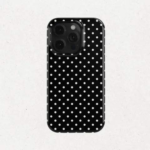 Black polka dot anti - drop phone case - Aesthetic Black and White Cover For iphone17Pro max ,17. 16Pro/15/14/13/12/11.