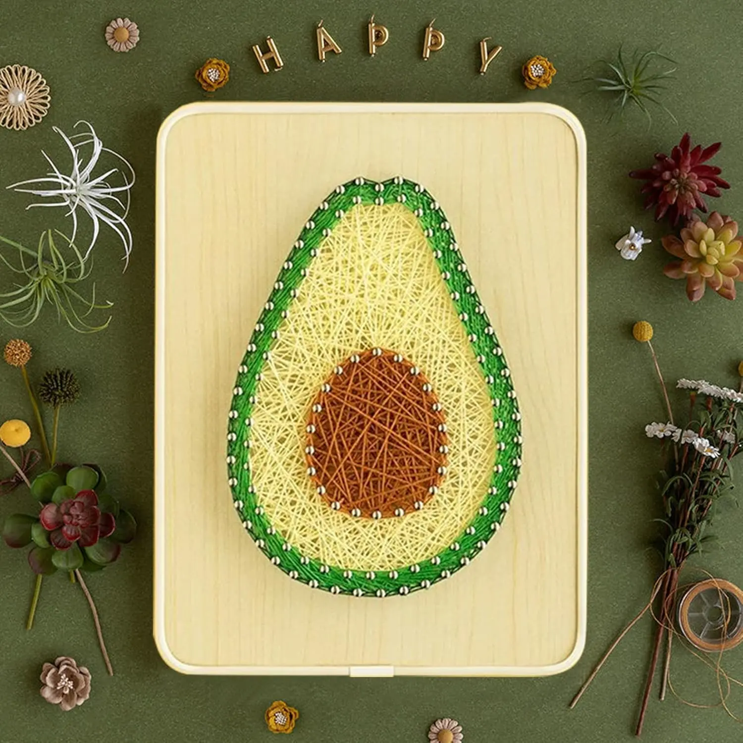 Avocado String Art Kit by Wizardi F07-M12-3-DHBC28014