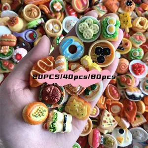 20/40/80pcs Simulation Miniature Food Micro-Miniature Dollhouse Accessories Miniature Cooking Set Mixed Style Resin Kitchen Accessories for Dollhouse Decoration