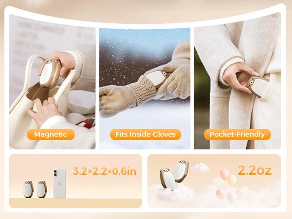 SWEETFULL Hand Warmers Rechargeable - Cute Bear Design, 2 Pack Magnetic Hot Hands, 3 Heat Levels, Portable for Outdoor & Camping, Ideal Christmas Gift-TikTokShopBlackFriday