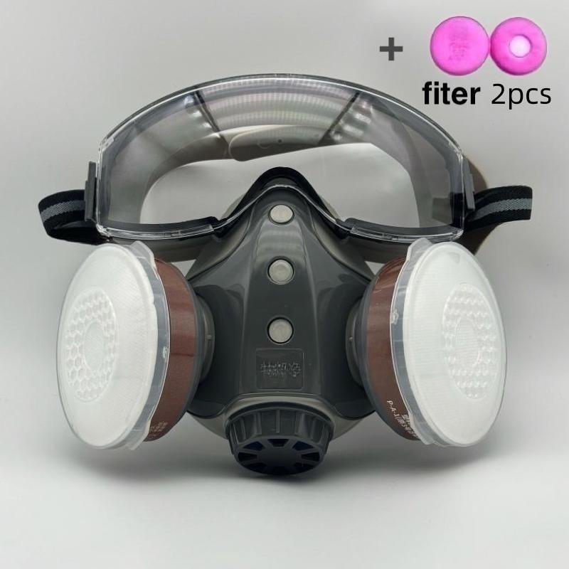 Dust-proof Integrated Respirator Mask, Reusable Half Mask with Goggles, Anti-dust Mask for Spray Painting & Woodworking Projects