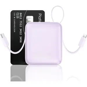 3C9--MPP015   Portable Charger Power Bank with Built-in Cables, 22.5W Fast Charging 10000mAh Phone Charger, Small Travel Battery Pack with Smart LED Display for iPhone, Android & USB-C Devices(Purple)