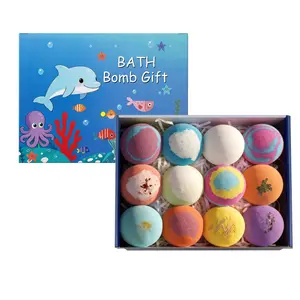 Children's bath balls, with surprise spring toys inside, 12-piece children's bath ball gift box, perfect for Children's Day and birthday baskets, suitable for both boys and girls, including bubble bath and toys, skin repairing