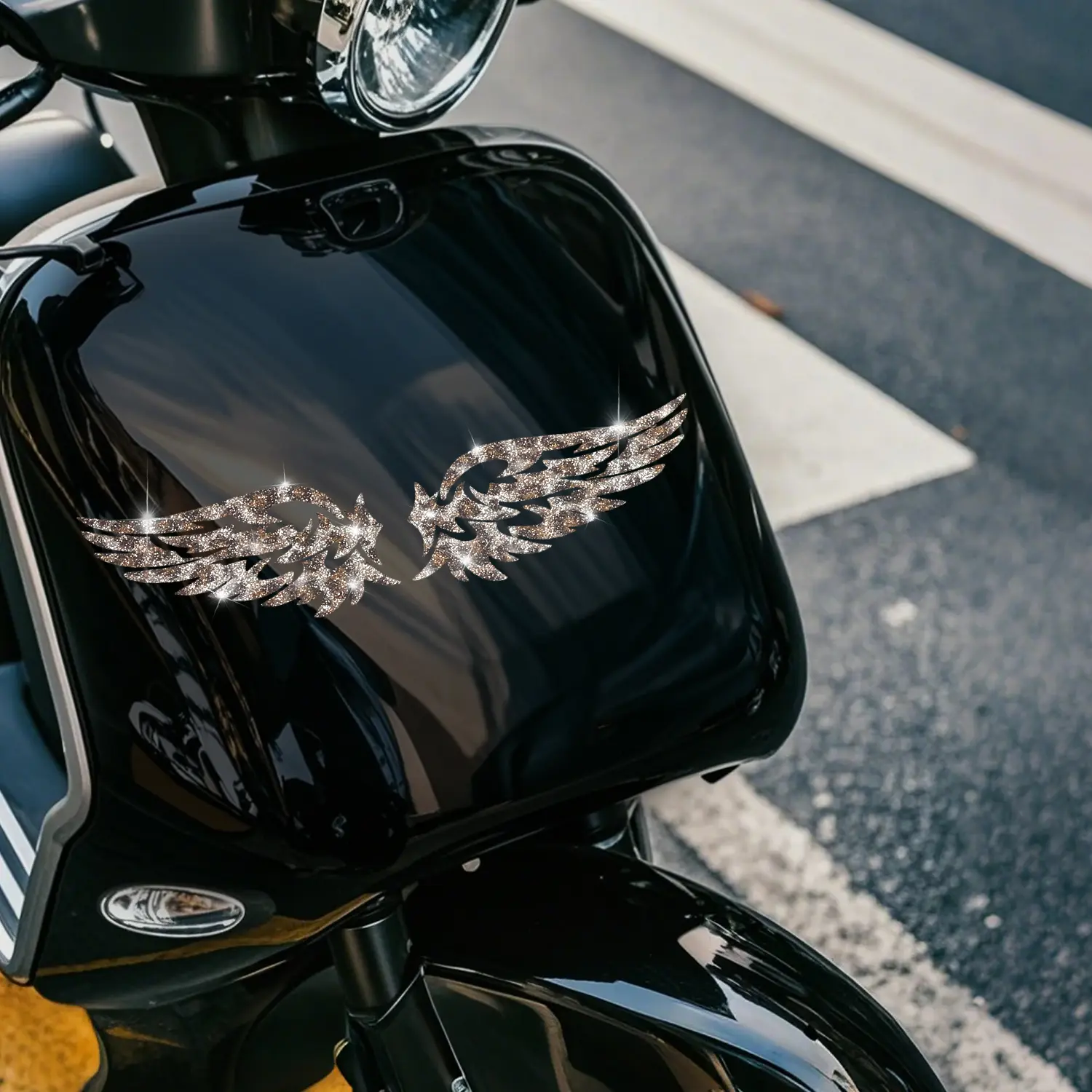 Shimmering Angel Wings Car Sticker, Cartoon Fantasy Decal, Universal Car Sticker, Car Vehicle Decoration, Self-Adhesive No Residue, Easy Installation, Suitable for Cars Trucks Motorcycles