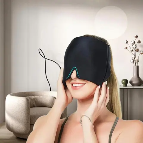 Cooling Gel Ice Pack Cap, Hot & Cold Headgear, Hot Compress for Eye, Relieve Migraine, Comfortable Head Wrap Ice Pack Eye Mask for Puffy Eyes, Tension, Chill Eye Mask