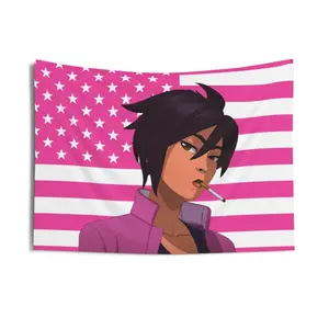 Invisigal Smoking Flag, Invisigal Indoor Wall Tapestries, Invisigal Dispatch Pink Flag, Durable Decorative Tapestry, Tapestry Room Decor, Modern Stripe Design, Tapestry Wall Mural