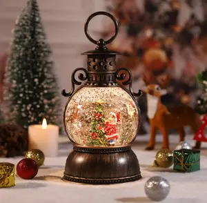 Snow Globes Lantern, Water Lanterns Glittering with Christma Music Singing Lanterns, Round-christmas Tree (not included batteries )