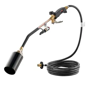 VEVOR Propane Torch Weed Burner, High Output 1, 800, 000 BTU with 10 ft Hose, Heavy Duty Blow Torch with Adjustable Flame Turbo Trigger Push Button Auto Igniter, Flamethrower for Garden Ice Snow Road