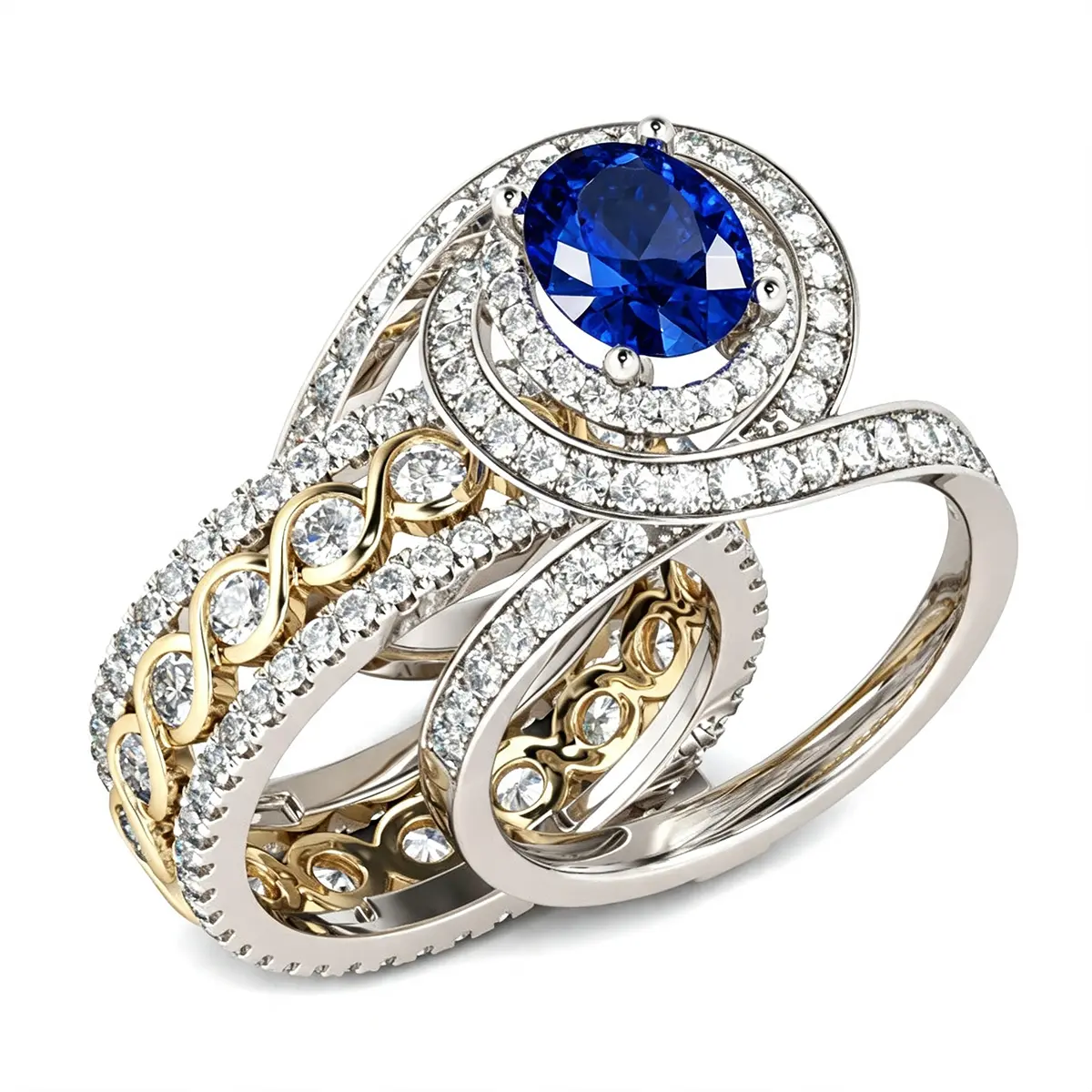 Women's Elegant Wide Oval-Cut Halo Setting Cubic Zirconia Engagement Ring Set - Female Costume Jewelry for Engagements, Weddings
