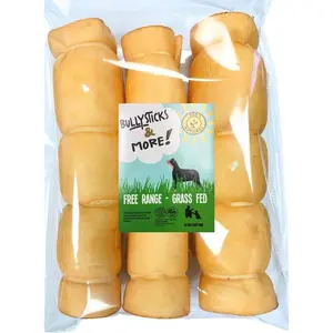 (Peanut Butter Flavor – 3 Count) 10–12" Beef Cheek Rolls for Dogs – Beef Cheek Bones for Dogs – Dog Parents Choice – Premium No Hide Rolls, Long Lasting Dog Chews, Heavy Chewer Treats, Natural Rawhide Alternative, USA Trending Dog Chew