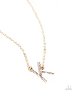 INITIALLY Yours - K - Gold Letter Initial Alphabet Necklace - Paparazzi