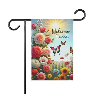 Welcome Friends Roses Garden Flag