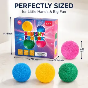 4-Piece gift Set Mystery Squishy Fun Box,Blind Box Malt Sugar Stress Relief Fidget Toys, Handmade Crystal Mochi Ball Squishies, Soft Stress Relief Fidgeting Toy, Anxiety Fidgets Sensory Play Set for Relaxing & Gifting