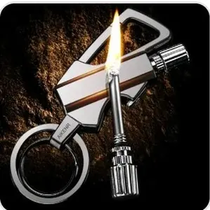 1pc Permanent Match Infinity Lighter with Multi tool Keychain Bottle Opener, Reusable Waterproof Match Strike Anywhere, Forever Flint Fire Starter for Outdoor Survival, for Men multi-functional (Kerosene Not Included) (No Kerosene)