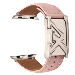 Magnetic Leather Starry Silver Letter Buckle Strap for Apple Watch 8/9/10, Smart Iwatch Ultra2 Band, Unisex, No Watch Included