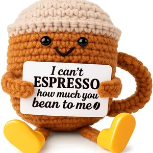 Adorable Crochet Coffee Cup Gift for Her Him Women Men Girlfriend Boyfriend Desk Decor Cute Small Coffee Lover Present for Friends Couples Wife Husband Handmade Crochet Figure
