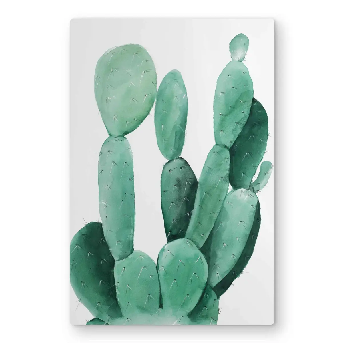 212 MAIN Aluminium Wall Artwork - 24x36 in. Artistic Minimalist Watercolor Paddle Cactus Botanical Print, Green Metal Decoration, Home Nature Plant Accent, Gift Option