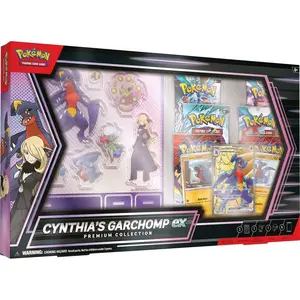 Pokémon TCG Cynthia's Garchomp ex Premium Collection - Full Art Foil Promo Card, Foil Gible & Gabite Cards, Acrylic Stickers & Display Set