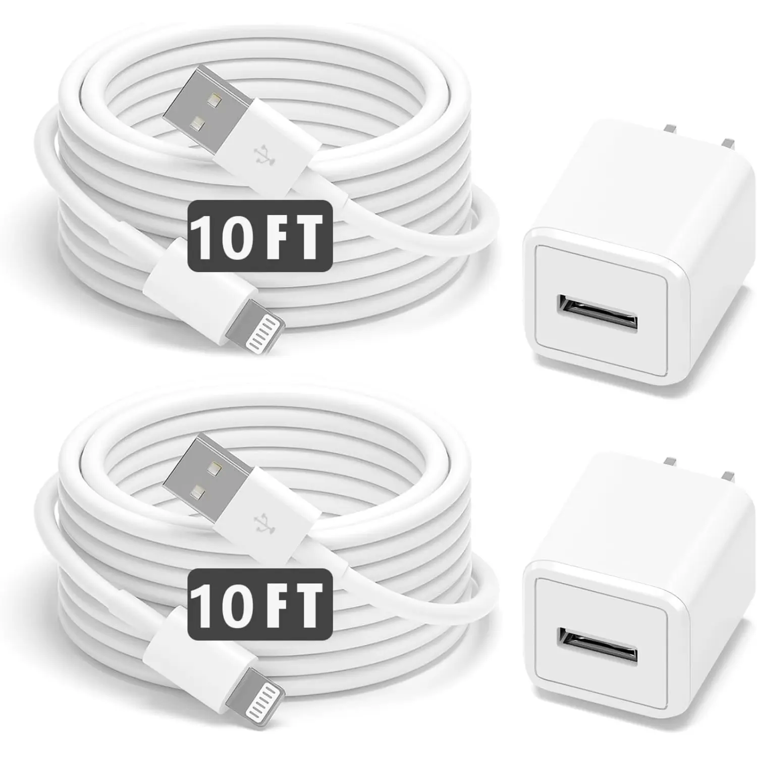 For iPhone Charger,10FT Extra Long Lightning Cable Transfer Travel Adapter Compatible with iPhone SE 8 7 6 Plus 5S Xs X 11 12 13 14 Pro Max