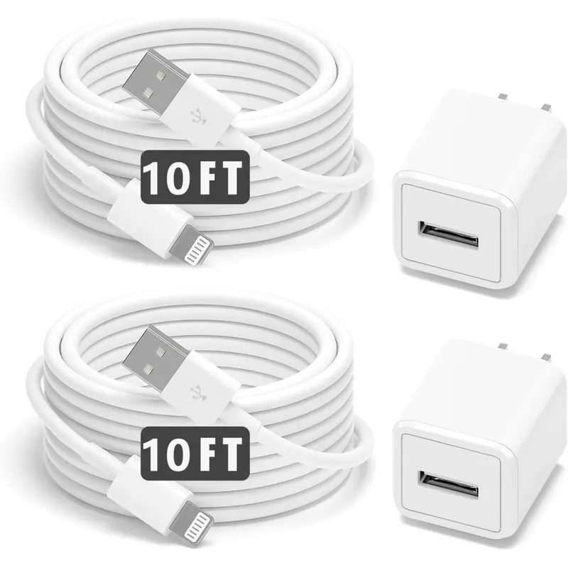 For iPhone Charger,10FT Extra Long Lightning Cable Transfer Travel Adapter Compatible with iPhone SE 8 7 6 Plus 5S Xs X 11 12 13 14 Pro Max
