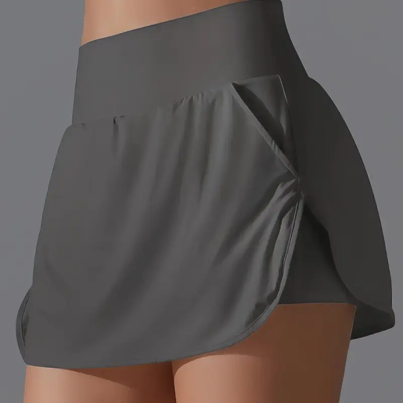 Women's Solid Color High Waist Sports Skort, Casual Sporty Skort, Casual Comfy Breathable Skort for Tennis Golf Running, Ladies Sportswear for Summer, Lightweight Athletic Skirts, High Waisted Skorts