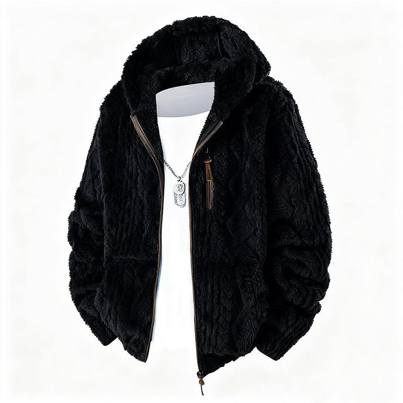 Men's Autumn And Winter Fleece Lined Thickened Jacket Trendy Versatile Pullover Men's Warm Hooded Windproof Coat