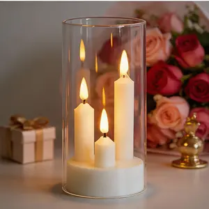2-pack, flameless taper candles, powered by 3 AAA batteries (not included), warm light with flickering flame effect, perfect for Christmas and wedding decorations, living room tabletops, and bedroom ambiance lighting.