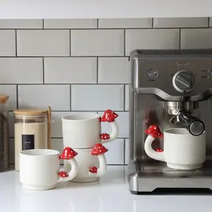 Stackable Speckled Mushroom Mugs - Set of 4